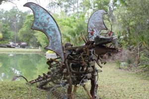 8' tall, this dragon is composed of old car parts. This metal art which moves is the first to greet a visitor at Michael's North Fort Myers Home.